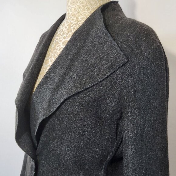 J Jill Women's Size 8P Black Unstructured Wool Blend Asymmetrical Jacket Blazer - Picture 7 of 15